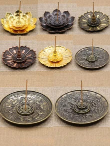 Creative Vintage Lotus Incense Holder/Incense Burner, Featuring An Elegant And Compact Design, Suitable For Living Rooms, Bedrooms, And Coffee Tables - Gold - View 7