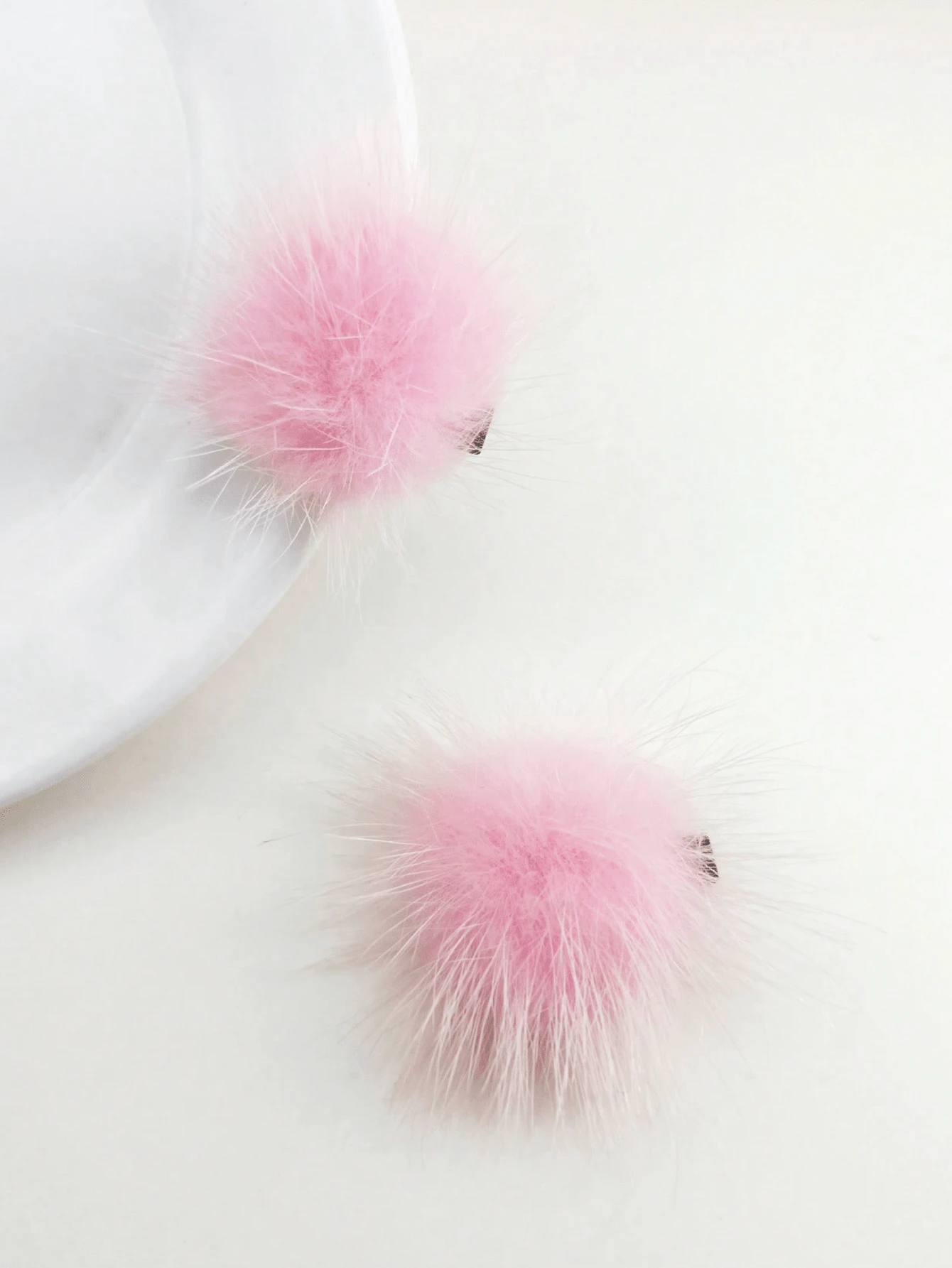 2pcs/Pack 4cm Solid Color Pom Pom Decor Hair Clips For Women, Suitable For Daily Use Cute,Pink Accessories,Hair Barrettes Claw Clips, Hair Accessories - Hồng - Xem 1