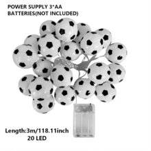 1 قطعة إضاءة خيطية بشكل كرة قدم ب- 10 أو 20 مصباح LED، مناسبة لغرفة النوم والمنزل وحفلات الزفاف والحانات والنوادي وحفلات الحدائق والكرنفالات الرياضية والحدائق وأماكن الجلوس الخارجية، هدية مشجعي كرة القدم، تعمل بالبطاريات (البطاريات غير مشمولة) - متعدد الألوان - مشاهدة 6