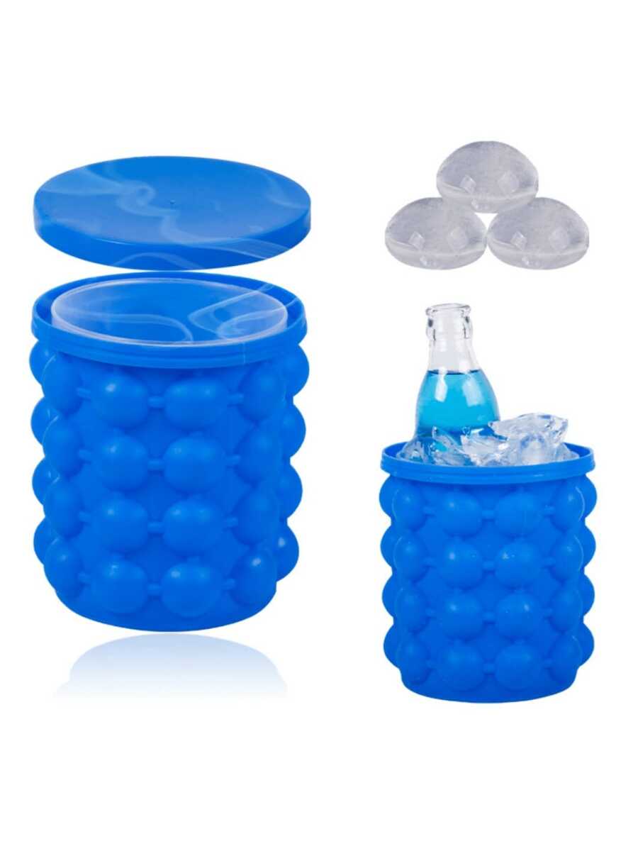 1个二合一硅胶冰桶，双冰格设计，容量31盎司/33盎司，带盖，适用于酒吧、酒馆、俱乐部、餐厅和家庭使用，饮具配件