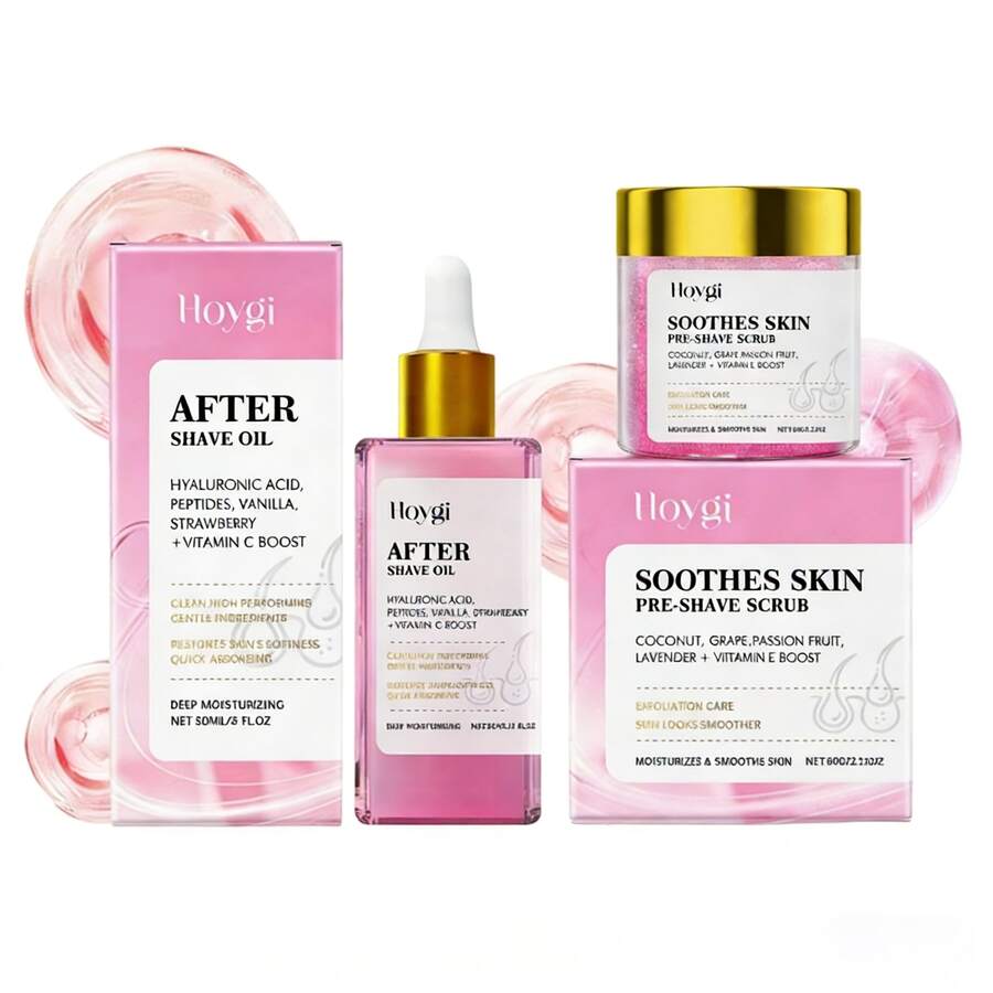 Aceite y exfoliante para el cuidado posterior a la depilación. Aplica el exfoliante antes de la depilación y, a continuación, este aceite hidratante para el cuidado corporal. Nutre la piel, alivia la irritación causada por la cuchilla y previene los pelos encarnados y la sequedad. 90 ml/60g. - Rosa Pálido - Ver 1