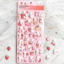 Pegatinas de burbujas rosas brillantes con adorables patrones de comida y animales, adecuadas para diarios, álbumes de recortes, fundas de teléfono, manualidades DIY y decoración de papelería estética, regalo perfecto para la temporada de bodas y el Día de la Madre - Pegatinas 3D 19 - Ver 6