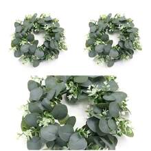 Artificial Eucalyptus Leaf Wreath Candle Ring, Suitable For Wedding, Home, Porch, Tabletop Decor - Eucalyptus a - View 8