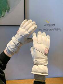 1 Pair Women's Professional Ski Gloves - Thick Fleece Windproof Cold-Proof Outdoor Skiing Warm Gloves, Bicycle Riding Anti-Cold Gloves, Non-Slip Palm, Touchscreen Compatible - Multicolor - View 1