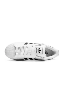 Adidas Giày nữ Superstar kiểu dáng thường ngày, nhẹ, êm ái, thoáng khí, đế dày, có logo, thân thiện với da, đa năng, phù hợp đi làm hàng ngày, tập gym, đi chơi, thư giãn, du lịch, hẹn hò. Màu trắng JR7312 - Trắng - Xem 4