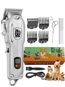 LQT 宠物电动理发器套装 | 家用宠物理发器 | 低噪音低震动，温和呵护皮肤 | 可修剪脚部、面部及全身毛发 | 含宠物指甲钳 | 新手友好型套装，宠物主人圣诞节必备 - 銀色 - 查看 1