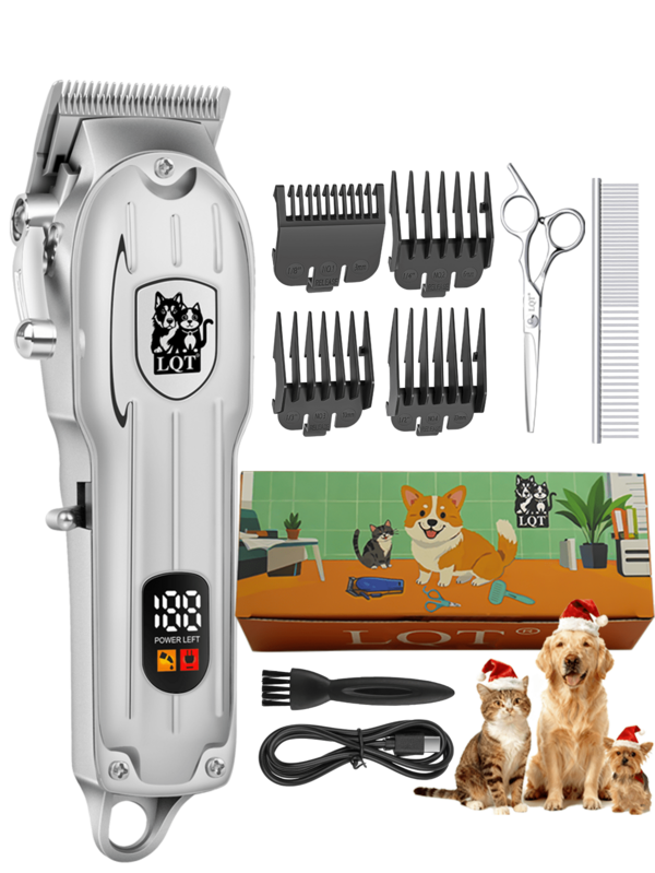  LQT 宠物电动理发器套装 | 家用宠物理发器 | 低噪音低震动，温和呵护皮肤 | 可修剪脚部、面部及全身毛发 | 含宠物指甲钳 | 新手友好型套装，宠物主人圣诞节必备
