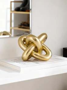 Black Knot Sculpture, Triple Knot Statue, Black Home Decor, Perfect For Accenting Rustic-Style Coffee Tables, Living Room TV Stands, Dining Tables, And Entryway Shelves. - Multicolor - View 9