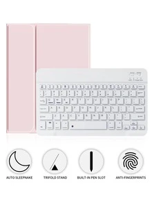 适用于三星 Galaxy Tab、iPad、Redmi Pad SE 的可拆卸无线蓝牙键盘（150mAh），带笔槽键盘保护套 - 彩色 - 查看 52