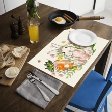 1 قطعة/4 قطع/6 قطع من بلاسيمات الكتان بنمط الأرنب، ديكور منزلي، هدايا عيد الفصح، ديكورات عيد الفصح، مناسبة لطاولة الطعام، لجميع المواسم، بطانات طاولة قابلة للغسيل، ديكور الغرفة، أواني تقديم، بطانات مطبخ وطعام، ديكورات حفلات داخلية وخارجية، ديكور منزلي، هدايا مثالية - متعدد الألوان - مشاهدة 8