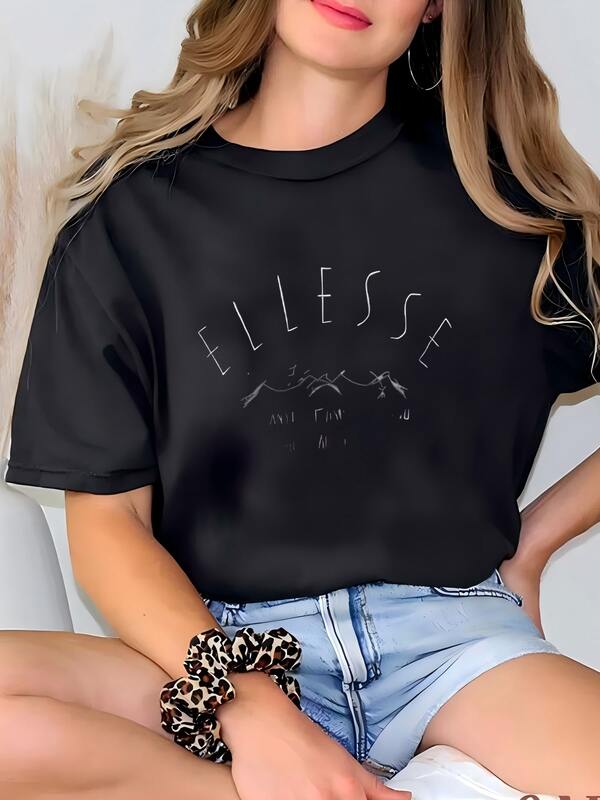 Womens Vintage Ellesse Sweatshirt Long Sve Shirt Pullover Jumper Ladies Large Streetwear Cream Beige Colour T-shirt