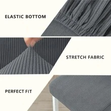 2pcs Thickened Jacquard Chair Covers, Moisture-Wicking & Breathable, Suitable For Living Room, Dining Room, Study, Balcony And Other Scenarios - Grey - View 6