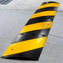 2-Pack Speed Bumps For Road, 25000 Lbs Rubber Speed Humps With 2 Channel Cable Protector, Heavy Duty Traffic Calming Hump For Driveways, Asphalt, Gravel Roads - Yellow - View 3