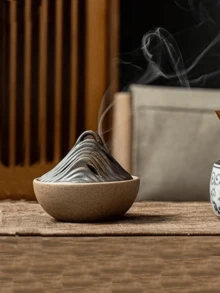 Queimador de Incenso Geométrico Nórdico - Design Texturizado com Detalhes em Camadas, Adequado para Sala de Estar e Quarto, Decoração Moderna de Fragrância Nórdica para o Lar, Silhueta Geométrica Suave - Multicolorido - Visão 5