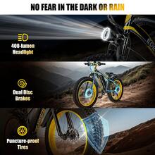 EOEOTWO 1500W Peak Motor Electric Bicycle With Front Suspension 48V 15AH Battery 26"X 4.0 Inch Tires 32+ MPH Speed 70 Miles Range For Snow Mountain Road Riding - 灰色 - 查看 6