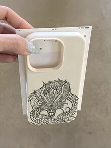 1pc White & Black Dragon Spiral Minimalist Full Coverage TPU Shockproof Phone Case Compatible With IPhone 17, 16, 15, 14, 13, 12, 11 Pro Max, Air, Series - Multicolor - View 1