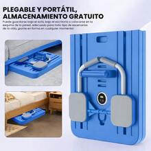 Cama para ejercicio tipo pilates,Tabla de Ejercicio Multifuncional Plegable para Entrenamiento en Casa con Bandas de Resistencia y Agarraderas Ajustables - Azul - Ver 3
