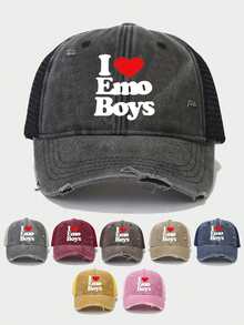 1 件户外刺绣“男孩爱妈妈”可调节棒球帽，防晒休闲帽适合春季、秋季、旅行、海滩、男士、女士、青年、情人节、Y2K 风格 - 刺繡 - 查看 16