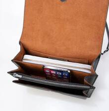 Klare Crossbody Bag In Signature Canvas With Rivets Coach Bag Chain Bag Leather Handbag Small Flap Square Bags For Women Purses Gift For 2026 Mother's Day - Đen và nâu - Xem 10