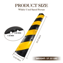 2-Pack Speed Bumps For Road, 25000 Lbs Rubber Speed Humps With 2 Channel Cable Protector, Heavy Duty Traffic Calming Hump For Driveways, Asphalt, Gravel Roads - Yellow - View 8
