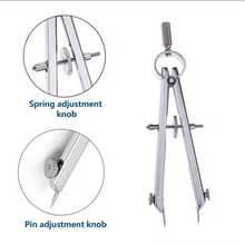 Adjustable Spring Divider, Spring Divider Caliper, Precision Spring Divider, Compass Shears, Precision Compass, Leather Marking Compass, Geometric Drawing, Engineering Compass, Drafting And Architecture Tools, DIY Drafting Tools - Silver - View 4