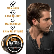 Goiple 1 Set Men's Matte Finish Long-Lasting Hair Styling Clay, Texture Boosting Spray, Hair Styling Spray, Lightweight Shaping, Hair Styling Clays, Pomade Wax, Volumizing, Soft & Manageable Matte Effect, Daily Styling, Styling Spray, Natural Pomade Wax, Suitable For All Hair Types (100g Clay + 100ml Spray)