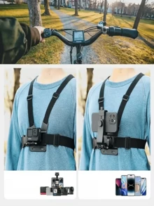 rayhong Adjustable Phone Chest Strap, Universal Chest Strap, Camera Shooting Bracket, Sports Camera Shoulder Strap, First-Person Perspective Shooting Bracket, Sports Camera Accessory Set, Backpack Clip-On Bracket. Suitable For Sports Cameras. Compatible With IPhone, Android Phone, Gift For Birthday, Family, Friends Gifts Birthday Phone Holder Phone Stand Phone Accessories Strong Load-Bearing - Multicolor - View 9
