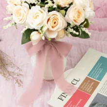 4pcs Powder Chiffon Ribbon For Flower Bouquet, 4cmx5m Fabric Ribbon For Gift Wrapping, Handmade Frayed Ribbon For Wedding/Christmas Decorations,Handmade Chiffon Silk Ribbon Fringe,Burgundy Chiffon Ribbon For Flower Bouquet, Fabric Ribbon For Gift Wrapping, Burgundy Frayed Edges Ribbons For Wedding Invitations Bridal Bouquets Gifts - Pink - View 4