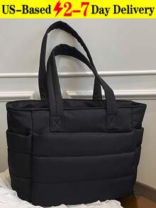 Women's Tote Bag, Lightweight & Fluffy Handbag Suitable For Travel, Work, Beach, Gym, Shopping, School Supplies, School Bag, School Handbag, School Tote Bag, School Bookbag, Back To School Bags, Large Capacity, Waterproof, Portable, Classic Casual, Suitable For Teen Girls Women College Students, Perfect For Back To School, First Day Of School, Tote Bags For School,College Essentials, Perfectly Matching With Fall Outfits Women,Bolsos Para Mujer,Tote Bags For Women,Bags For Women,Shoulder Bag,Carteras,Carteras Para Mujer,Bolsas,Designer Handbags,Crossbody Bags For Women,Mochilas Para Mujer,Handbags For Women.『US-Based Shipping』 Valentine's Day, New Year's Gifts. - 黑色 - 查看 13