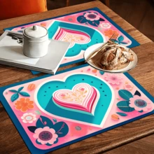 1pc Heart Art Print Absorbent Dish Drying Mat, Dish Drying Pad, Espresso Machine Countertop Absorbent Mat, Sink Drain Mat, Soft Faucet Absorbent Mat, Sink Cup Mat, Home Decor, Kitchen & Bathroom Accessories - Multicolor - View 9