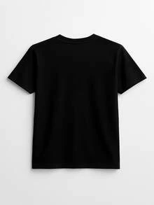 1 pcs Cartoon Letter graphic print Playeras Hombre 180g 100% Algodon Cuello Redondo Casual Men's Skull Art Graphic T Shirt - Negro - Ver 3