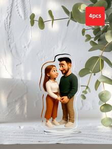 1-4pcs Customized Acrylic Photo Plaque, Personalized Cartoon Digital Art Photo, Customized Acrylic Memorial Gift, Ideal Personalized Photo Stand Decor For Anniversary, Wedding, Valentine's Day, Special Occasions ,Forever Love ,Living Room Decor - Multicolor - View 12