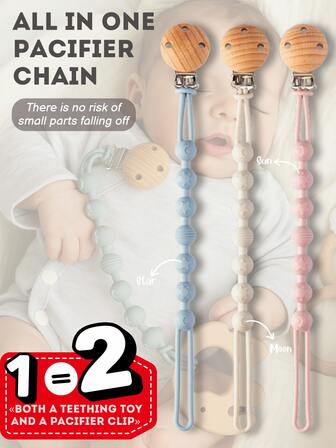 1 pieza Clip para chupete de bebé, hecho de silicona, diseño de una sola pieza, suave y flexible, superficie texturizada, adecuado para aliviar la molestia de la dentición en bebés niños y niñas, recién nacidos