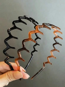 2pcs Ladies' Simple Basic Hair Hoop With Big Wavy Shape, Makeup Headband, Plastic Hair Hoop With Elegant Style, Hair Accessory Halloween,Hair Accessaries,Accessories,Hair Accessories For Women,Accesorios,Accessories Women, Hair Accessory, Hair Accessories Women, Hair Accessorie, Hair Tools, Beauty Accessories, Curly Hair Accessories - 彩色 - 查看 1