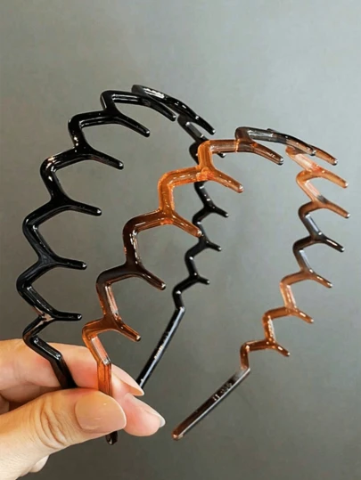 2pcs Ladies' Simple Basic Hair Hoop With Big Wavy Shape, Makeup Headband, Plastic Hair Hoop With Elegant Style, Hair Accessory Halloween,Hair Accessaries,Accessories,Hair Accessories For Women,Accesorios,Accessories Women, Hair Accessory, Hair Accessories Women, Hair Accessorie, Hair Tools, Beauty Accessories, Curly Hair Accessories