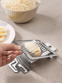1pc Stainless Steel Egg Slicer, Multifunctional Egg Cutter, Kitchen Tool, Egg Slicer, Quail Egg Slicer, Egg Cutting Tool, Suitable For Cutting Eggs, Fruits, Etc. Valentine's Day, Ramadan Mubarak, Ramadan Kareem, Bismillah, Eid Mubarak - Silver - View 5