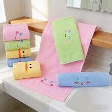 منشفة صغيرة ذات نمط مطرز بوجه ابتسامة كرتوني، ناعمة، ماصة، غير مُنفِّرة، منشفة وجه مستطيلة جميلة للاستخدام المنزلي - وردي - مشاهدة 3