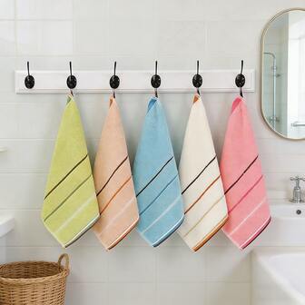 2条混色吸水手巾 - 可悬挂，速干，柔软亲肤，色彩鲜艳，适用于浴室和厨房