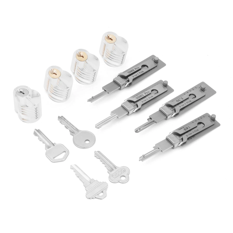 SS001PRO SS002PRO SC4KW1 HUANYUSUPPLY American Standard Locksmith Lock-Picking Tools With Training Transparent Lock - Silver - View 1