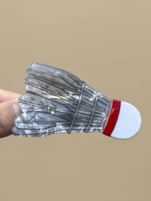 1pc Badminton Feather Clip, Acetate Hair Clip Creative Ice Skating Hair Claw, Bun Hairstyle Accessory Women Claw Clips Elegant Hair Accessories - White - View 2