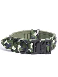 Tactical Dog Collar With Handle Heavy-Duty Metal Buckle Strong Training Collar Adjustable For Medium To Large Dogs. - Green Camouflage - View 13