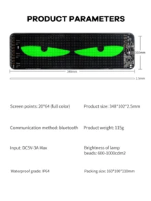 REMAX Đèn LED hình mắt quỷ linh hoạt cho kính chắn gió; Màn hình LED ô tô; Bảng điều khiển kỹ thuật số LED với hiệu ứng hoạt hình; Điều khiển từ xa và điều khiển ứng dụng Bluetooth cho ô tô, SUV, xe tải (13,77 inch x 3,9 inch); Phụ kiện ô tô; Đồ dùng cần thiết cho ô tô; Phụ kiện du lịch cho ô tô - K6 - Xem 10