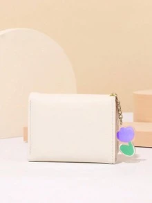 郁金香可爱短款零钱包 女士三折钱包 多卡位卡包 相框式信用卡现金夹 卡套，情人节、生日、母亲节、周年纪念日送给女性的礼物，女士最佳礼物 - 白色 - 查看 2