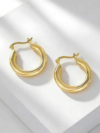 Charm-In Damskie pozłacane grube kolczyki koła – stylowa biżuteria z wyrazistym wzorem na co dzień, wieczorne przyjęcie i nieformalne wyjścia, idealny prezent dla niej na rocznicę/Boże Narodzenie