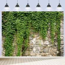 1pc Vintage Stone Wall Backdrop Banner, Decorated With Green Ivy Leaves, Stone Wall Design, Suitable For Holiday Decor, Party Decor, Patio, Garden, Living Room Decor, Live Streaming Background, Wedding, Bridal Shower, Anniversary Decor, Photography Props - Multicolor - View 2