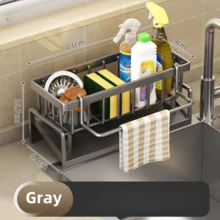 1pc Plastic Kitchen Sink Sponge Holder, Dish Drying Rack, Removable Cloth Rack, Multi-Function Plastic Storage Rack For Sponge, Soap And Brush, Bathroom Soap Dispenser Brush Holder, Kitchen Accessories - Multicolor - View 10