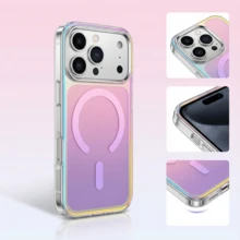 Funda de teléfono transparente con degradado láser holográfico, compatible con iPhone 17/17 Pro/17 Air/17 Pro Max, diseño magnético, compatible con iPhone 16 Pro Max/15/14/13 Pro Max - Simple (magnético) - Ver 28