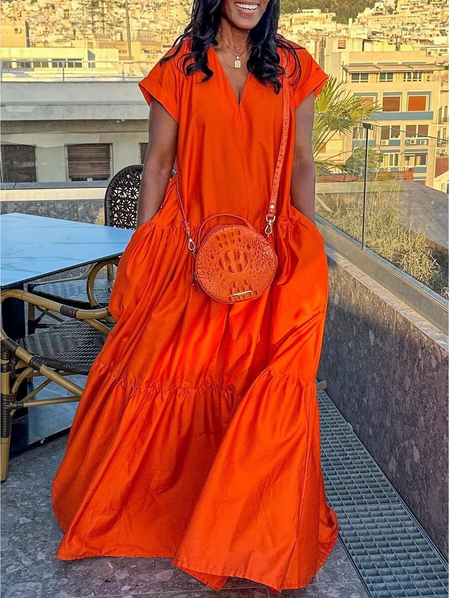Vestido maxi fluido: elegante y cómodo - Rojo - Ver 1