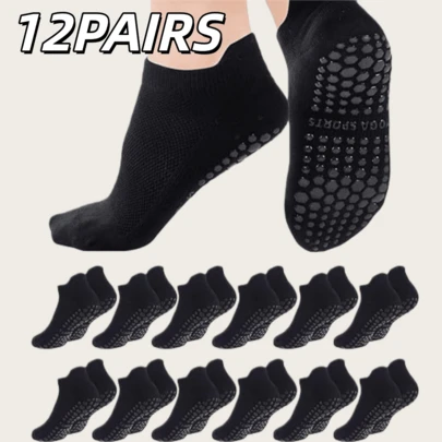 12 par damskich skarpetek do pilatesu z antypoślizgową podeszwą, antypoślizgowe skarpetki do jogi dla kobiet, szpital do ćwiczeń barre ballet