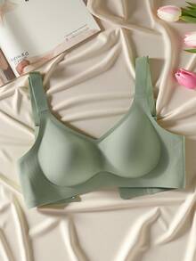 2pcs/Set Minimalist Comfortable Sports Bras For Women, Wireless, Solid Color - Green - View 5